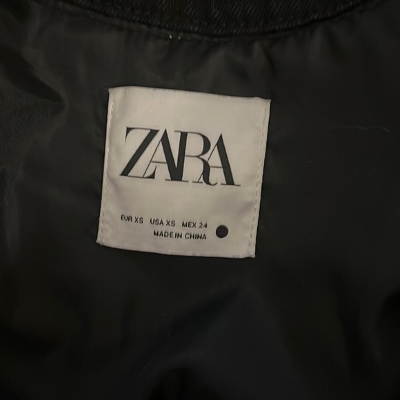Zara Black Jacket Jean with partial Flannel. Size XS - Picture 2 of 4